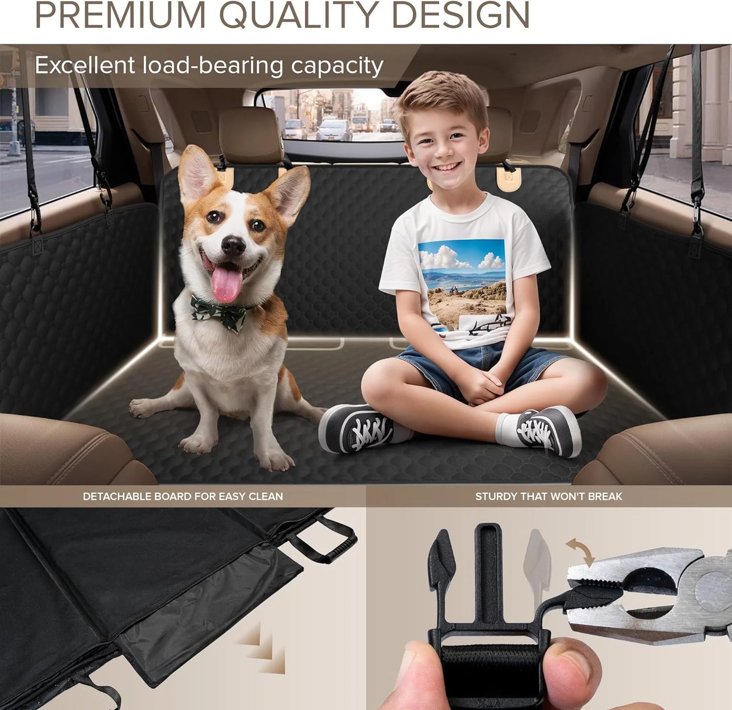 Sharlovy Heavy Duty, Waterproof, Nonslip Dog Car Seat Cover with Extender for Aggressive Chewer for Pets