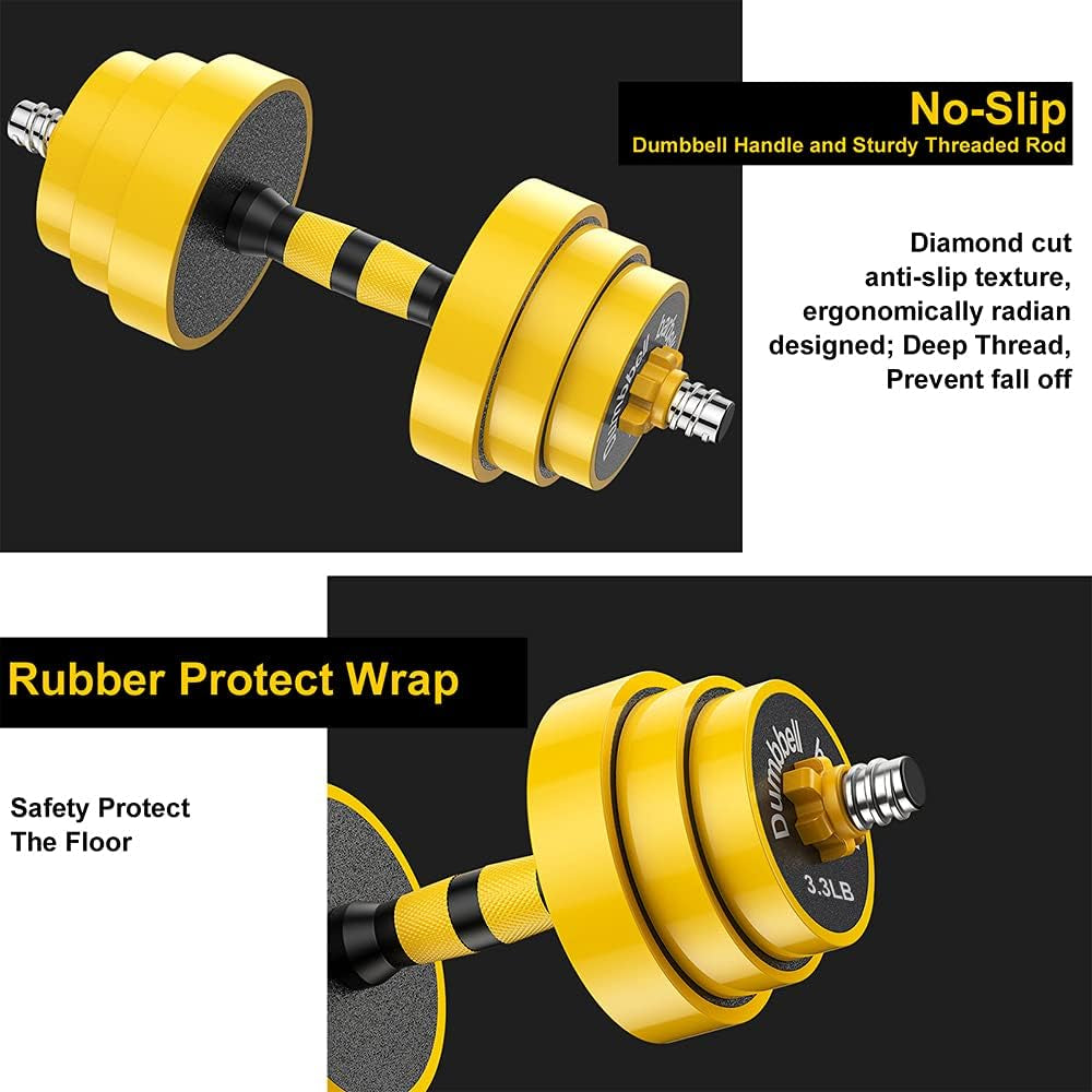 55Lbs Adjustable Dumbbell Barbell Kettlebell, Free Weights 3-In-1 Dumbbell Barbell Kettlebell Set, Non-Slip Hand Dumbbell for Home, Gym, Office