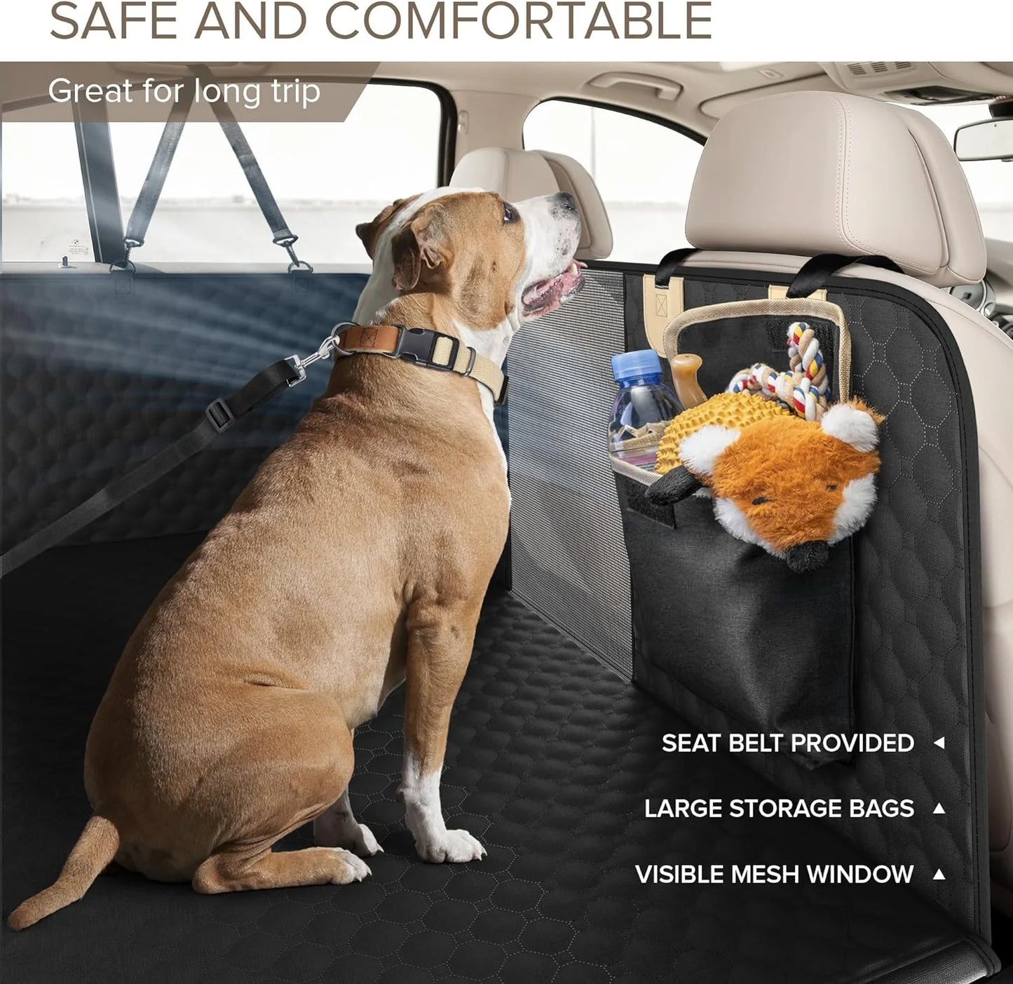 Sharlovy Heavy Duty, Waterproof, Nonslip Dog Car Seat Cover with Extender for Aggressive Chewer for Pets