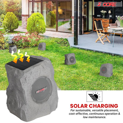 5Core Outdoor Wireless Speakers Bluetooth Rock Waterproof Linkable TWS Garden Speaker GRAY